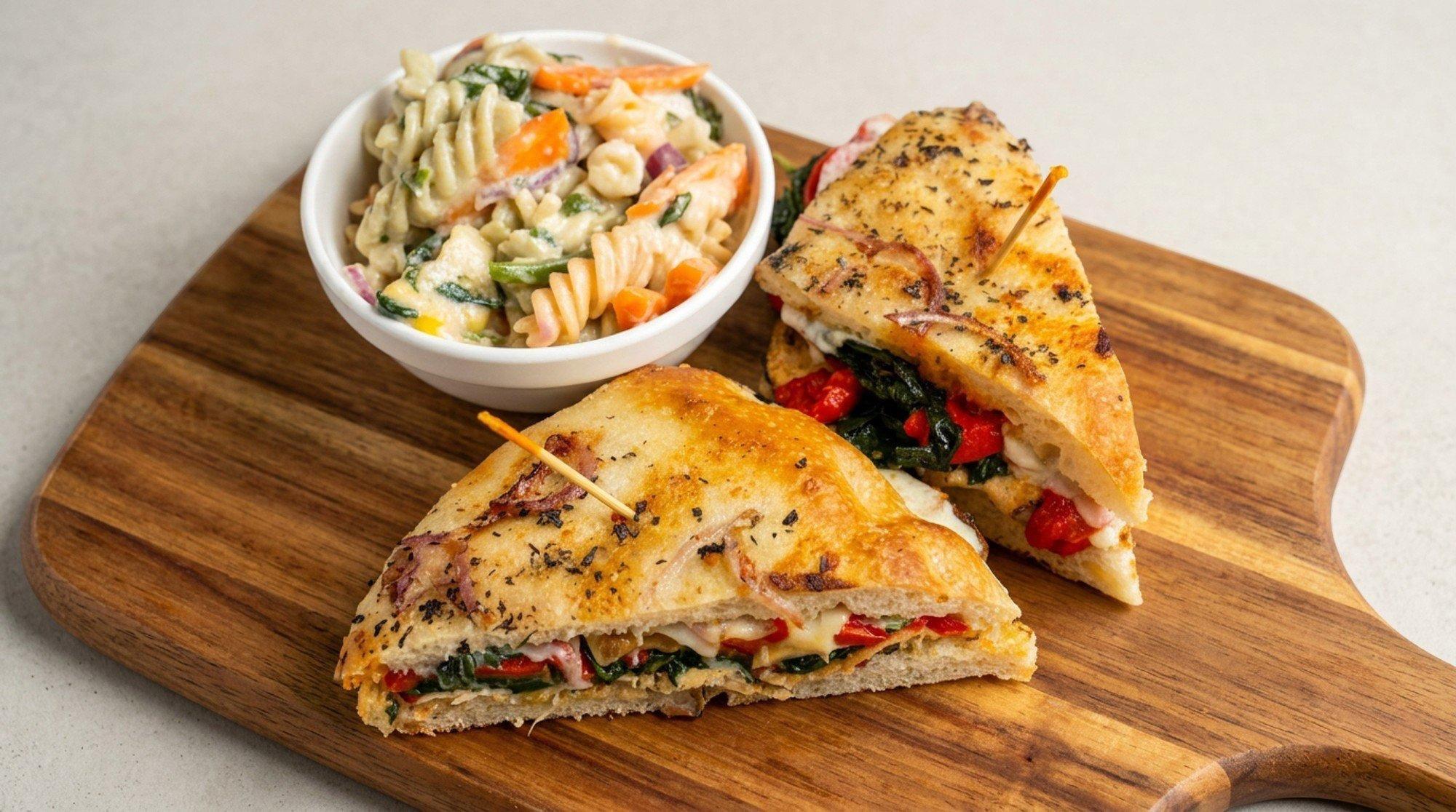 Grilled Chicken w/ Fresh Spinach Focaccia.