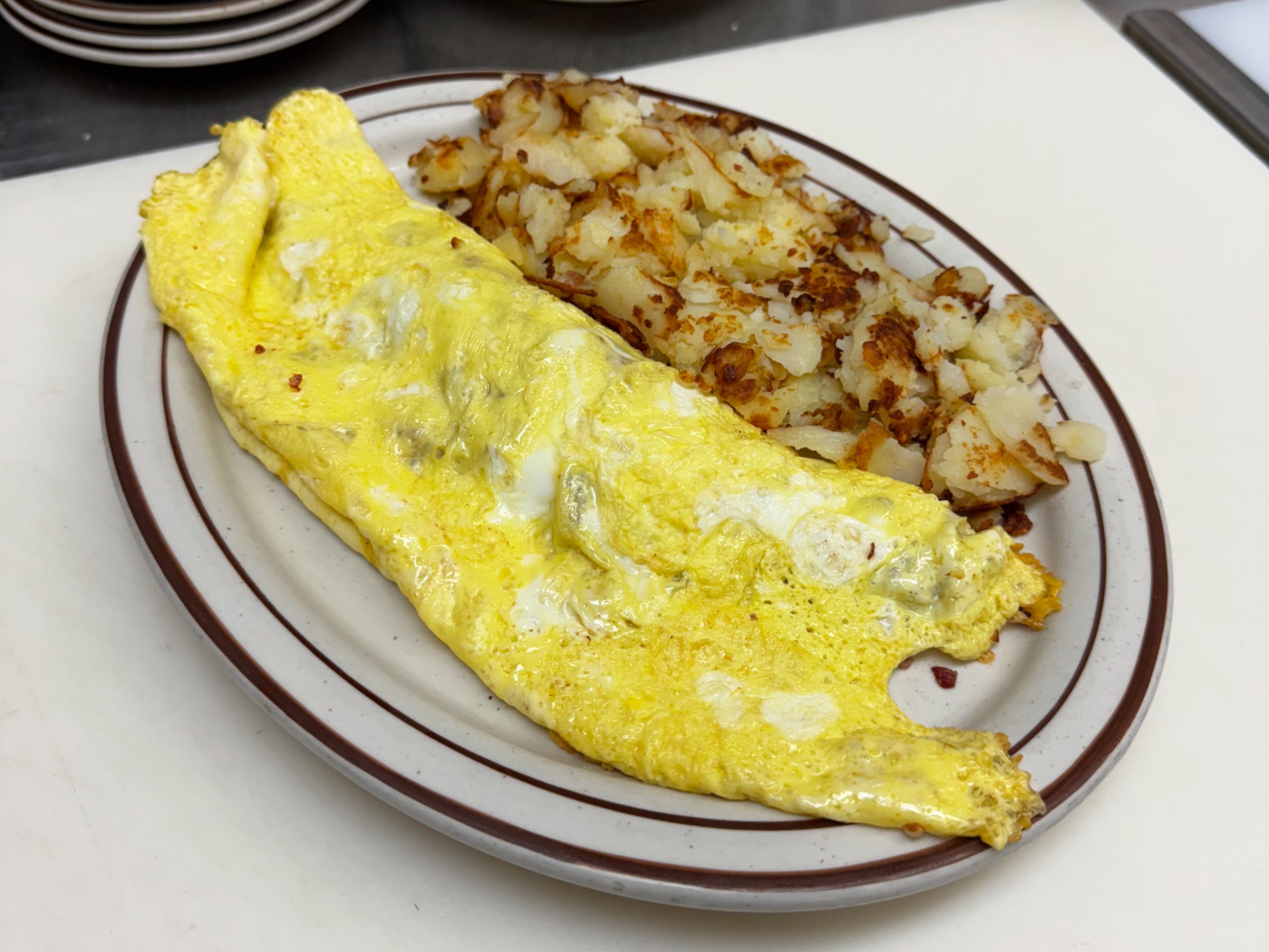Corned Beef & Swiss Omelette.