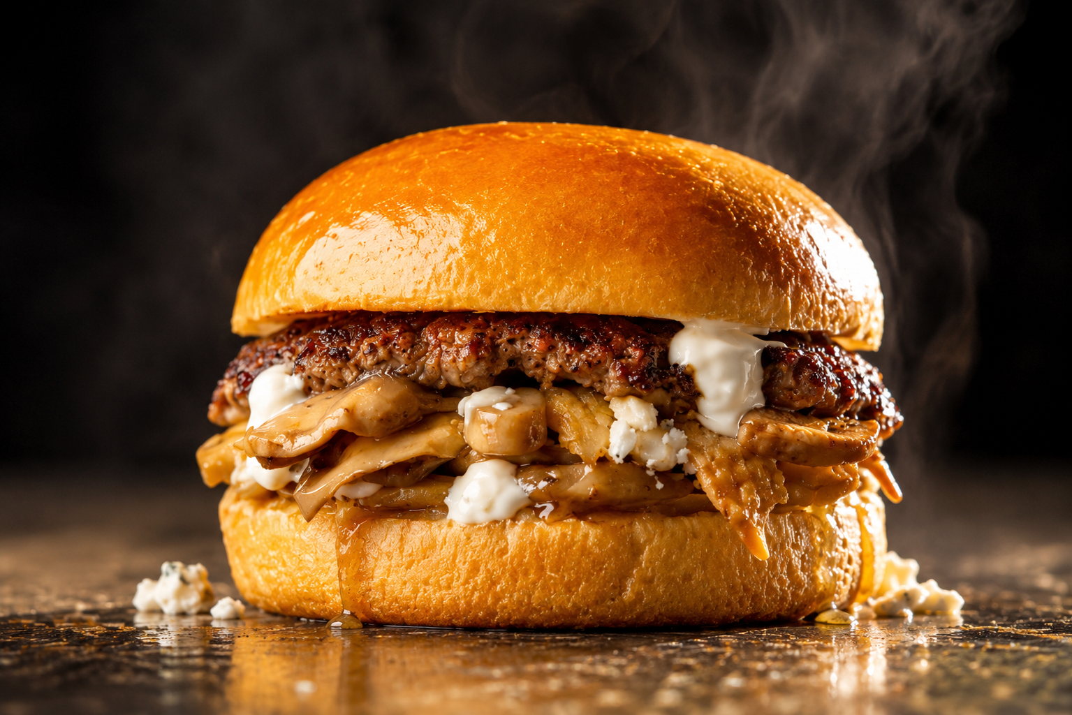 Goat Cheese and Wild Mushroom Burger.