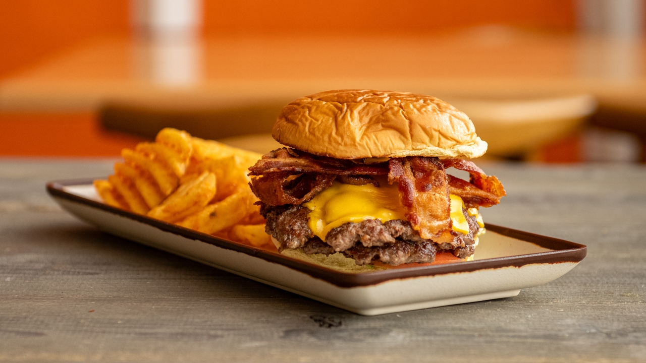 Bacon Cheeseburger with Side Fries.