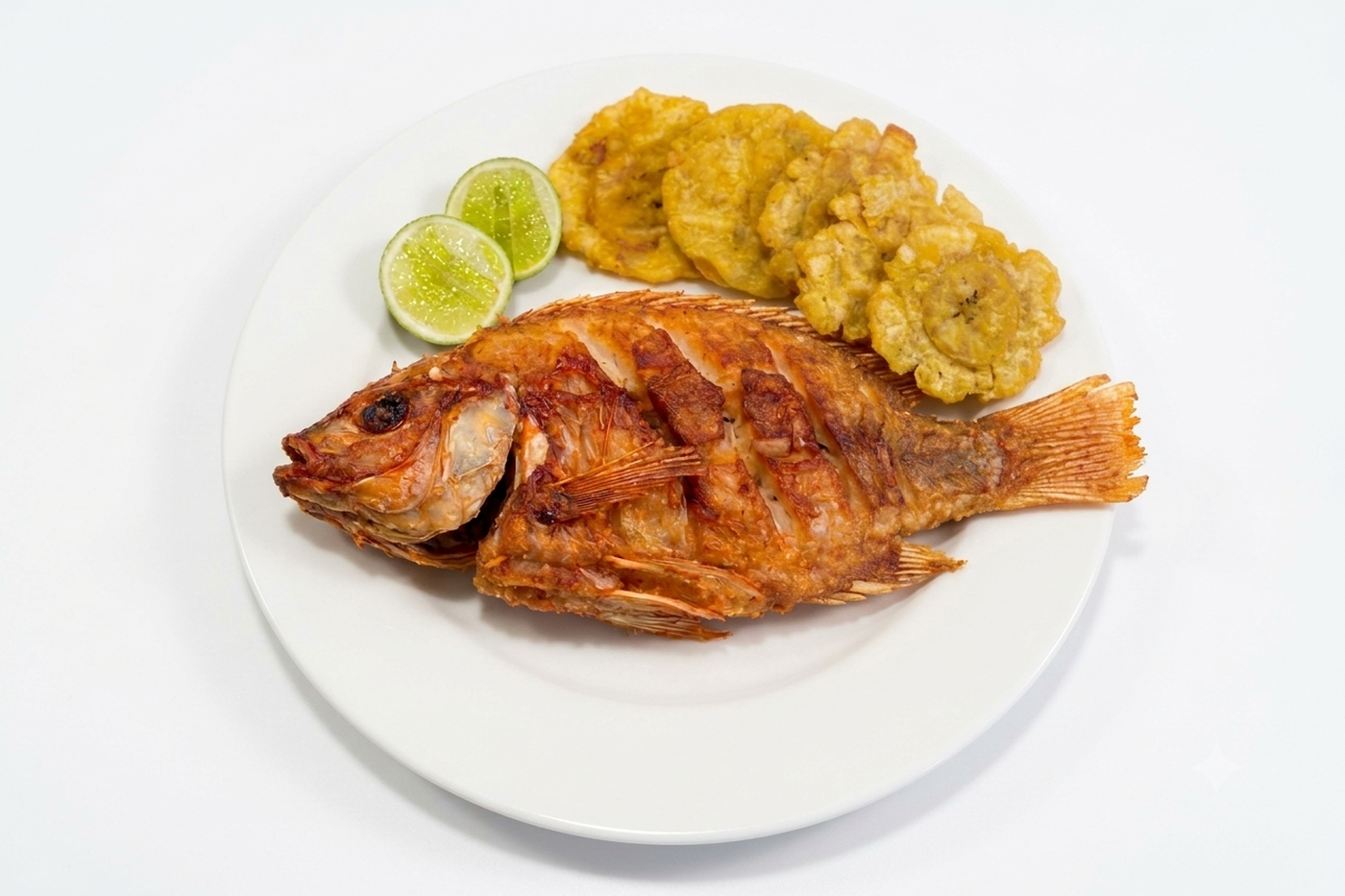 Fried Mojarra Fish - Mojarra con Tostones.