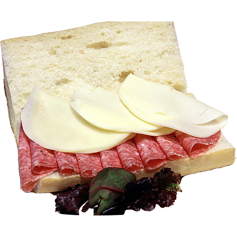 Salami and Cheese Sandwich.