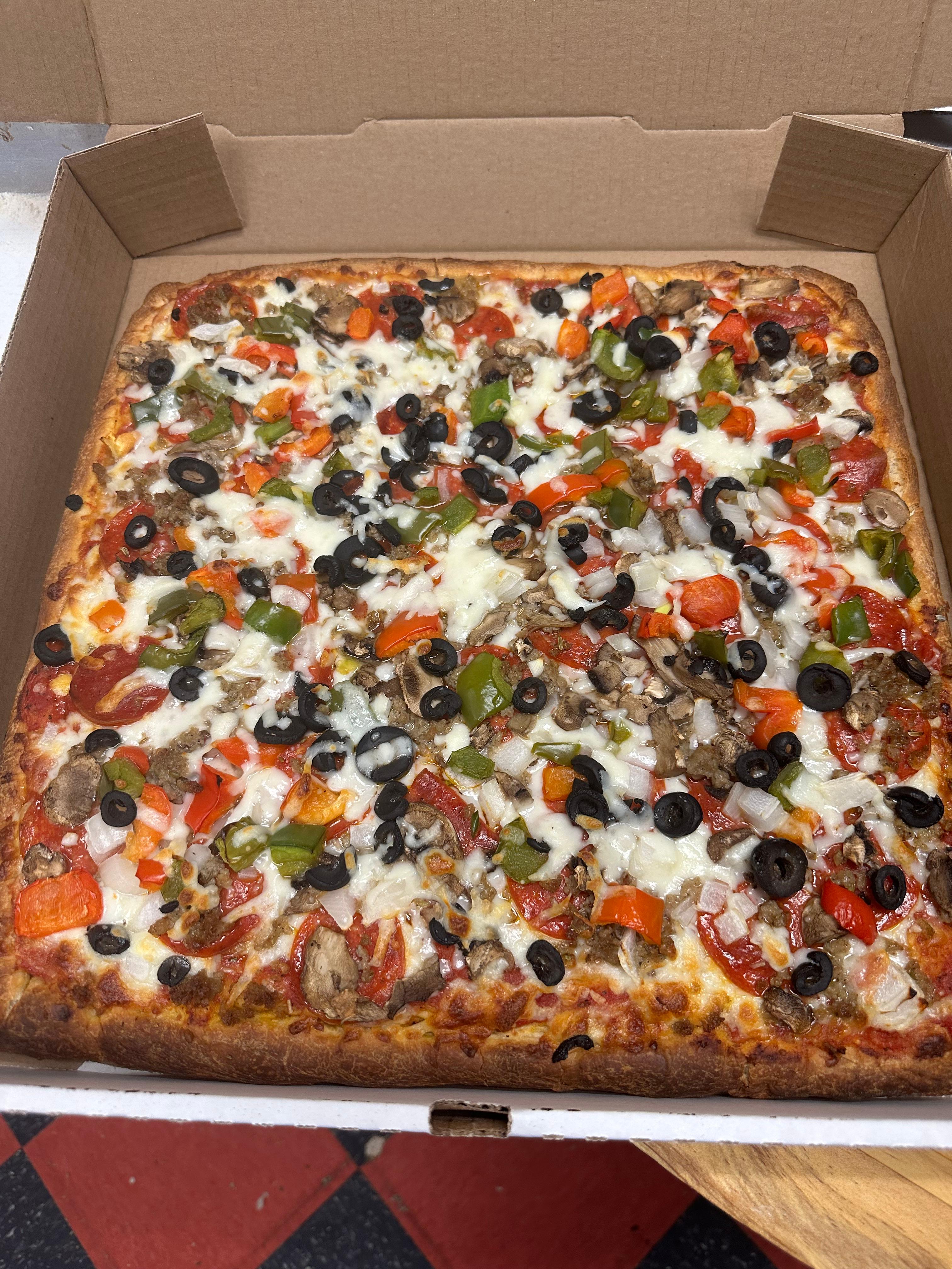 Sicilian House Special Pizza.