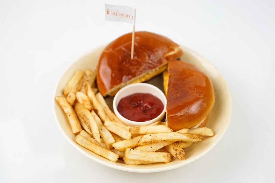 Kids CheeseBurger with fries.