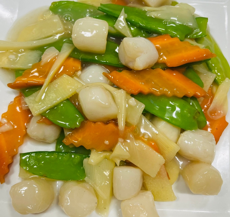 Scallops with Snow Pea Pods.