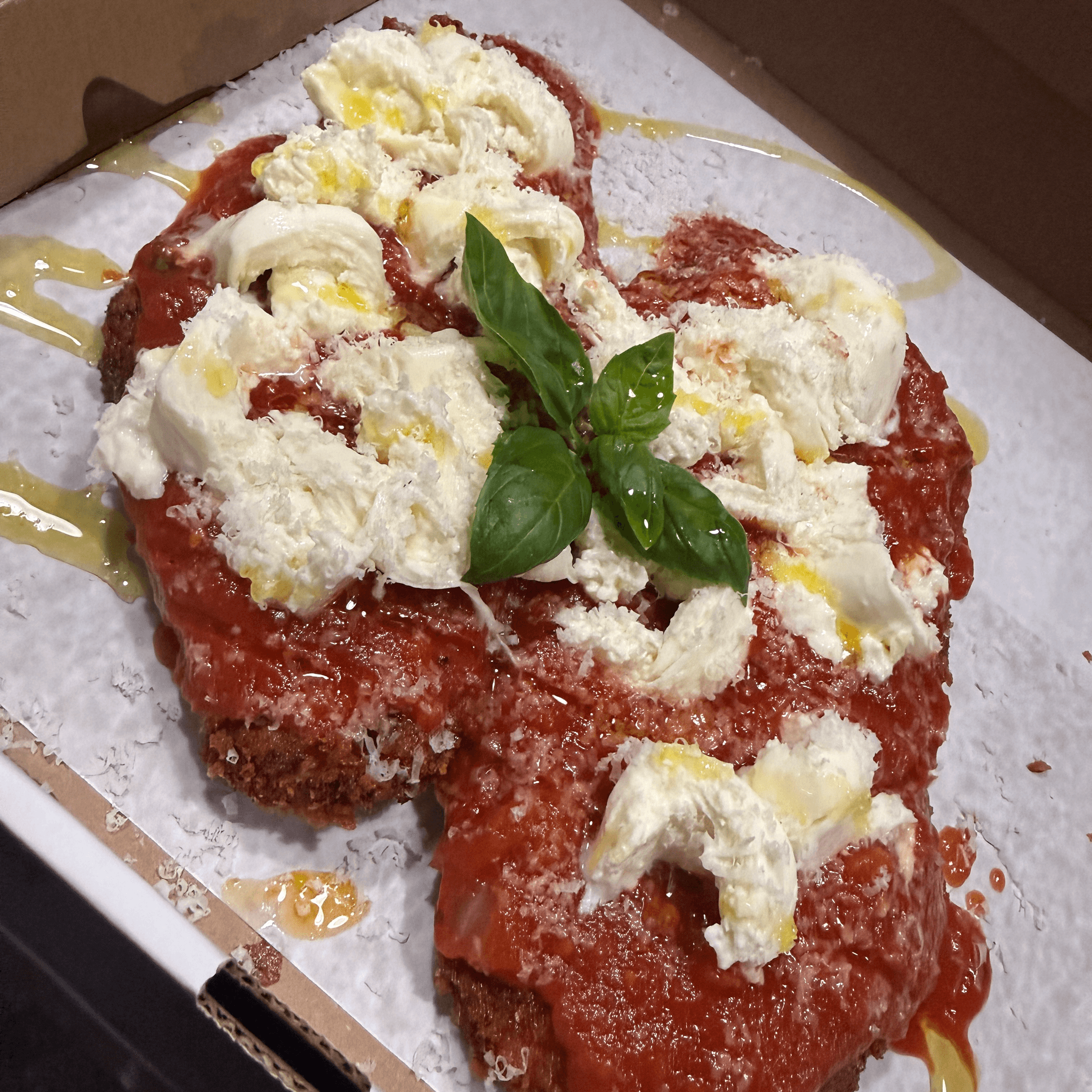 Chicken Burrata Parm.