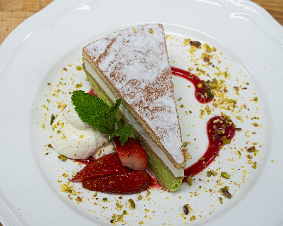 Pistachio ricotta tart.