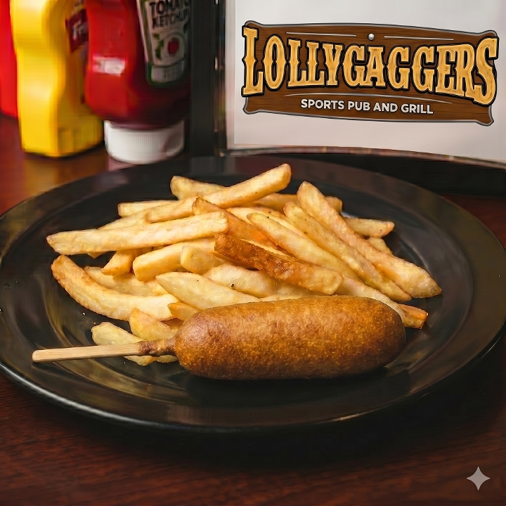 Corn Dog with Fries.