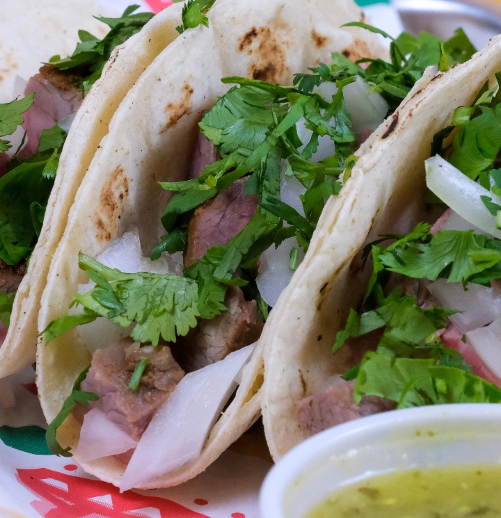 (3) Steak Taco (Carne Asada).