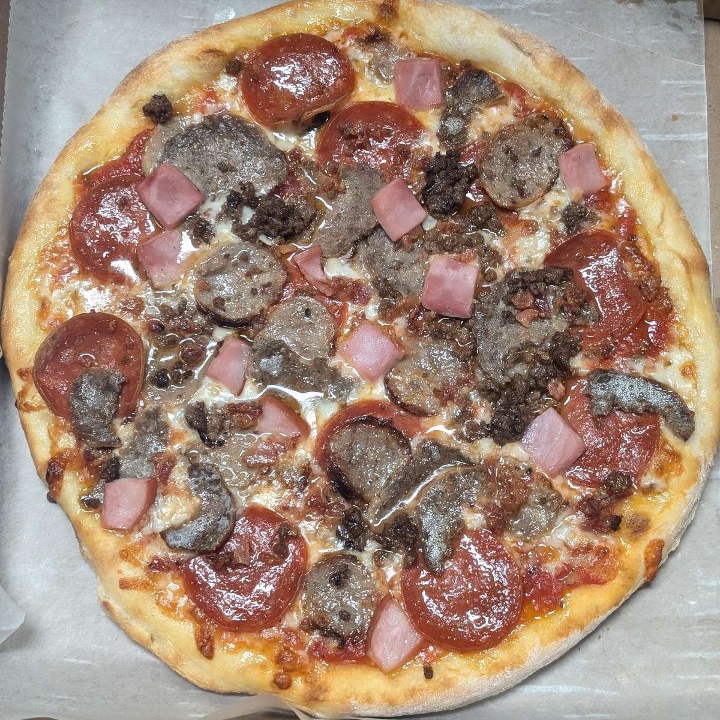 Gluten-free Meat Lovers Pizza.