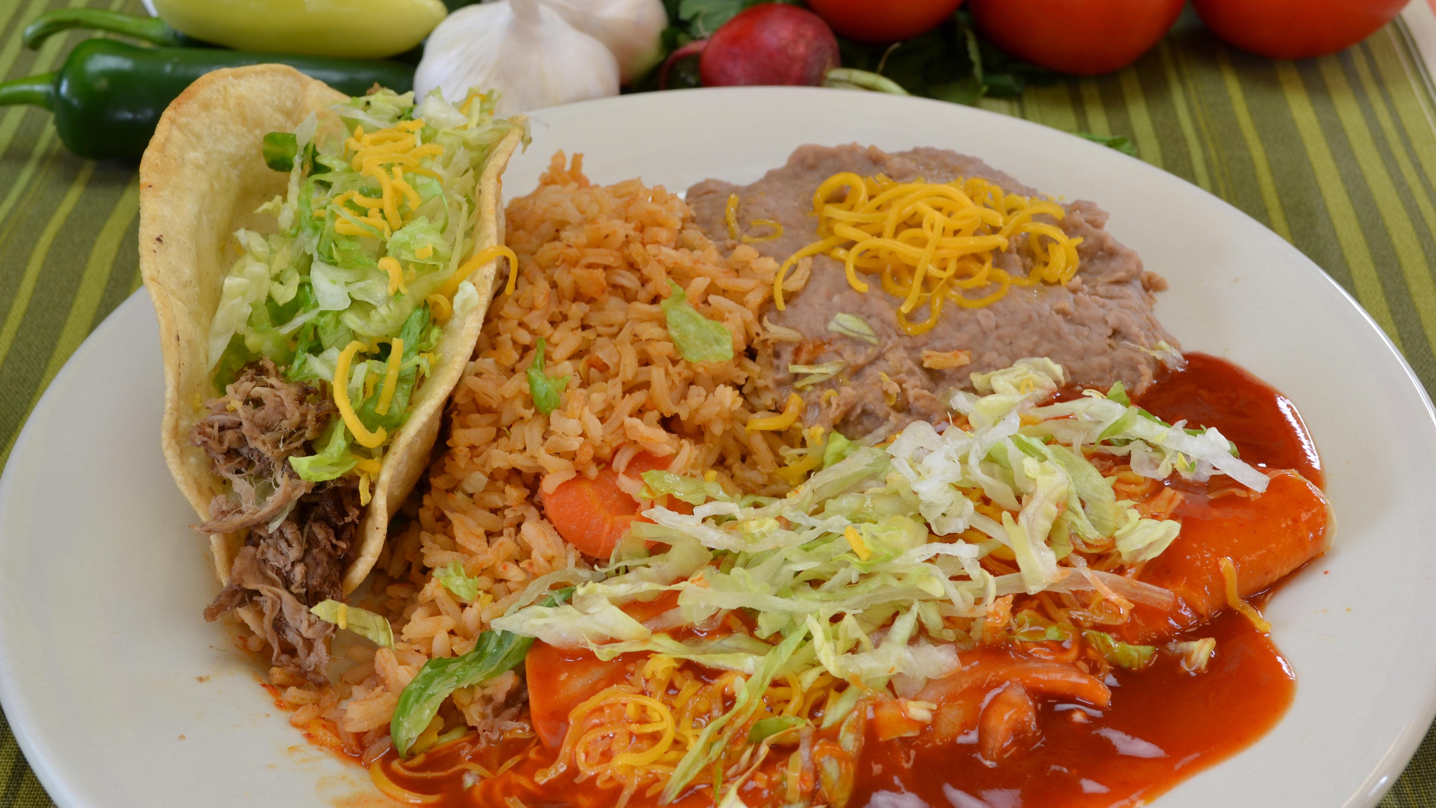 #9 Beef Taco and Enchilada Combo.