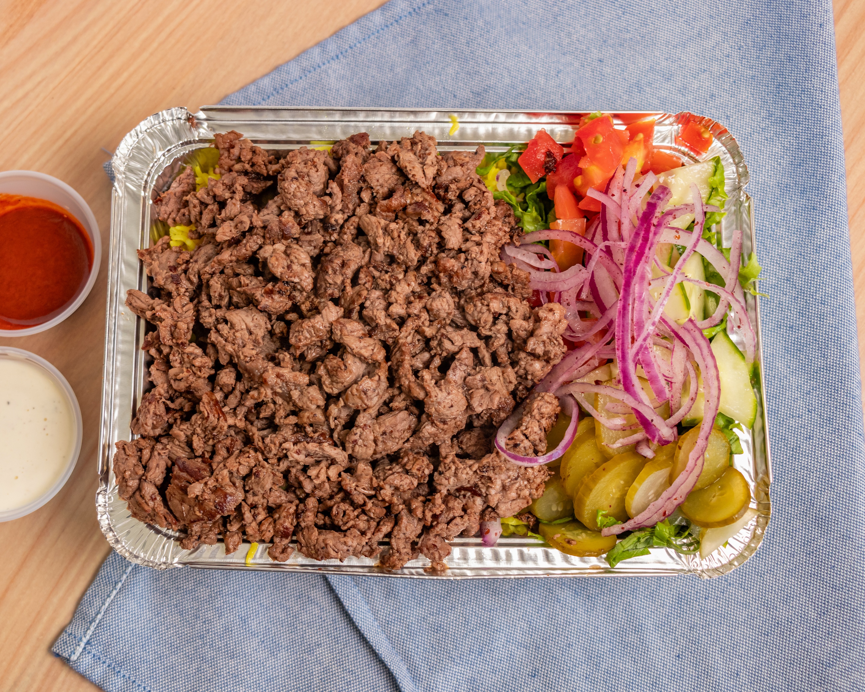 Beef Shawarma Over Rice.