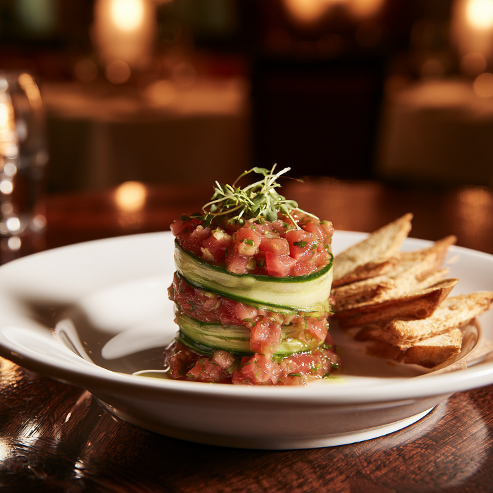 Cucumber-Wrapped Tuna Tartare.