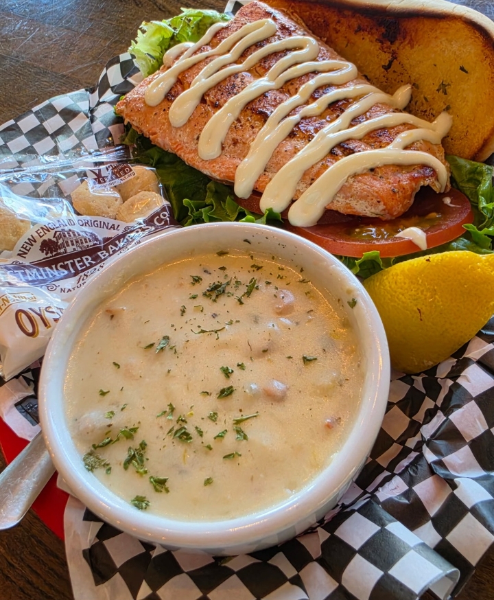 Grilled Salmon Po Boy.