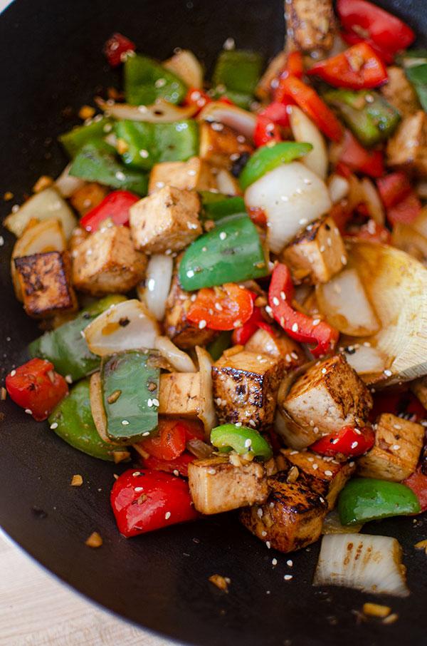 Saute Lemongrass Tofu Rice Dish.