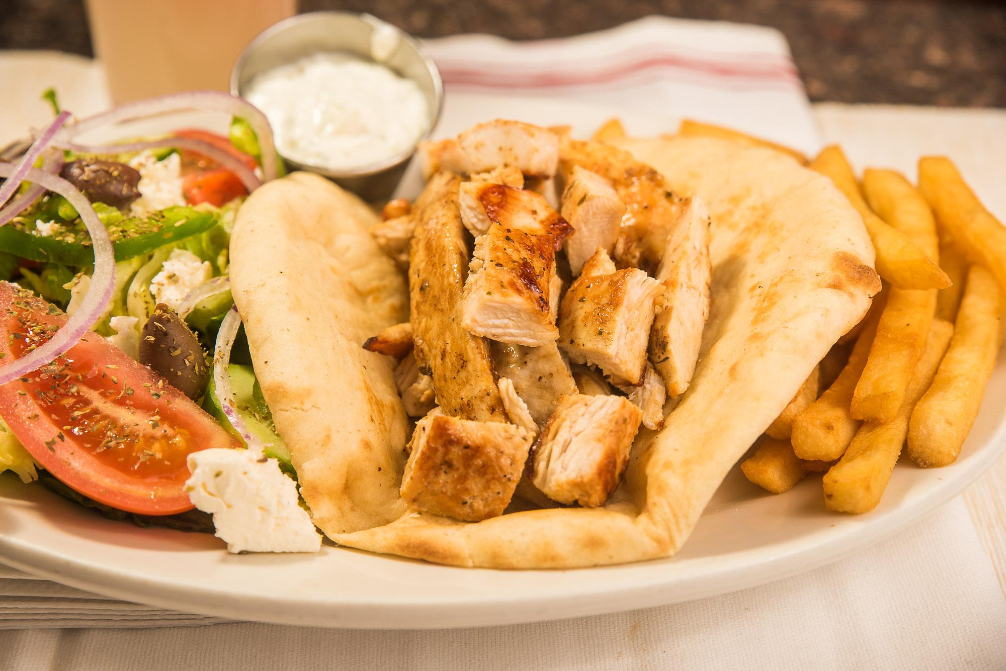 Chicken Souvlaki Platter.