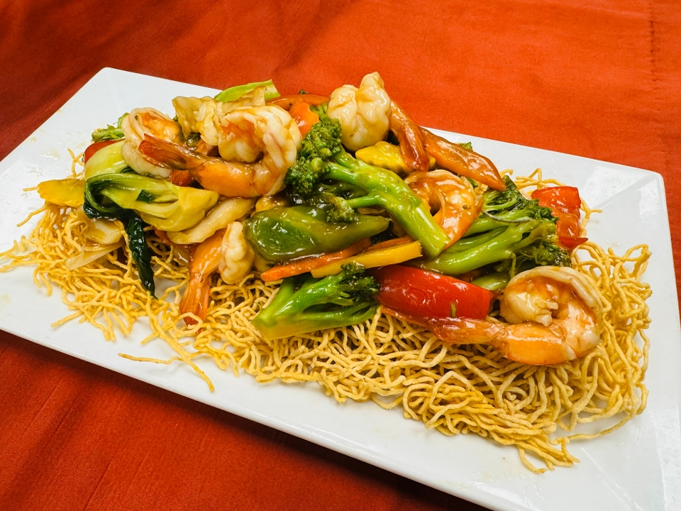 22-Shrimp Over Crispy Fried Yellow Noodles - Mi Xao Gion Tom.