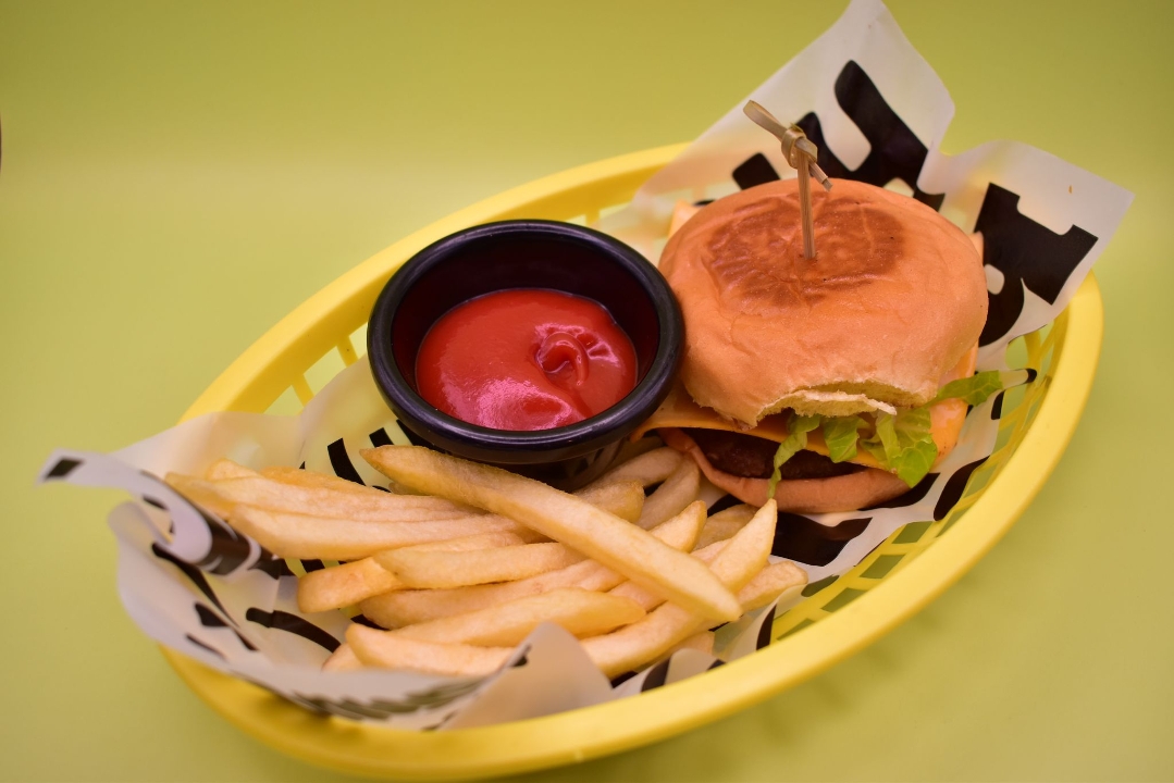 Mini Burgers with fries.