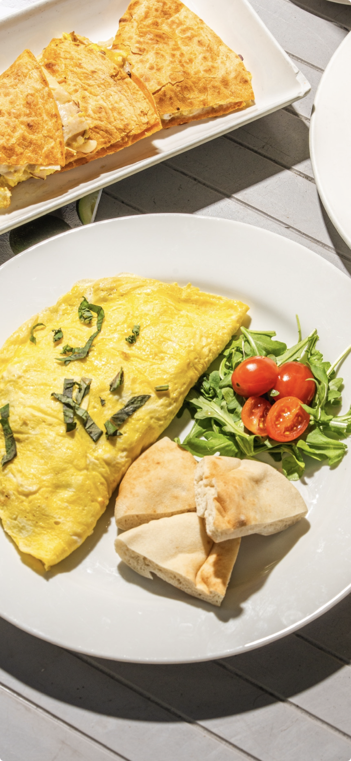 Chicken Pesto Omelette.