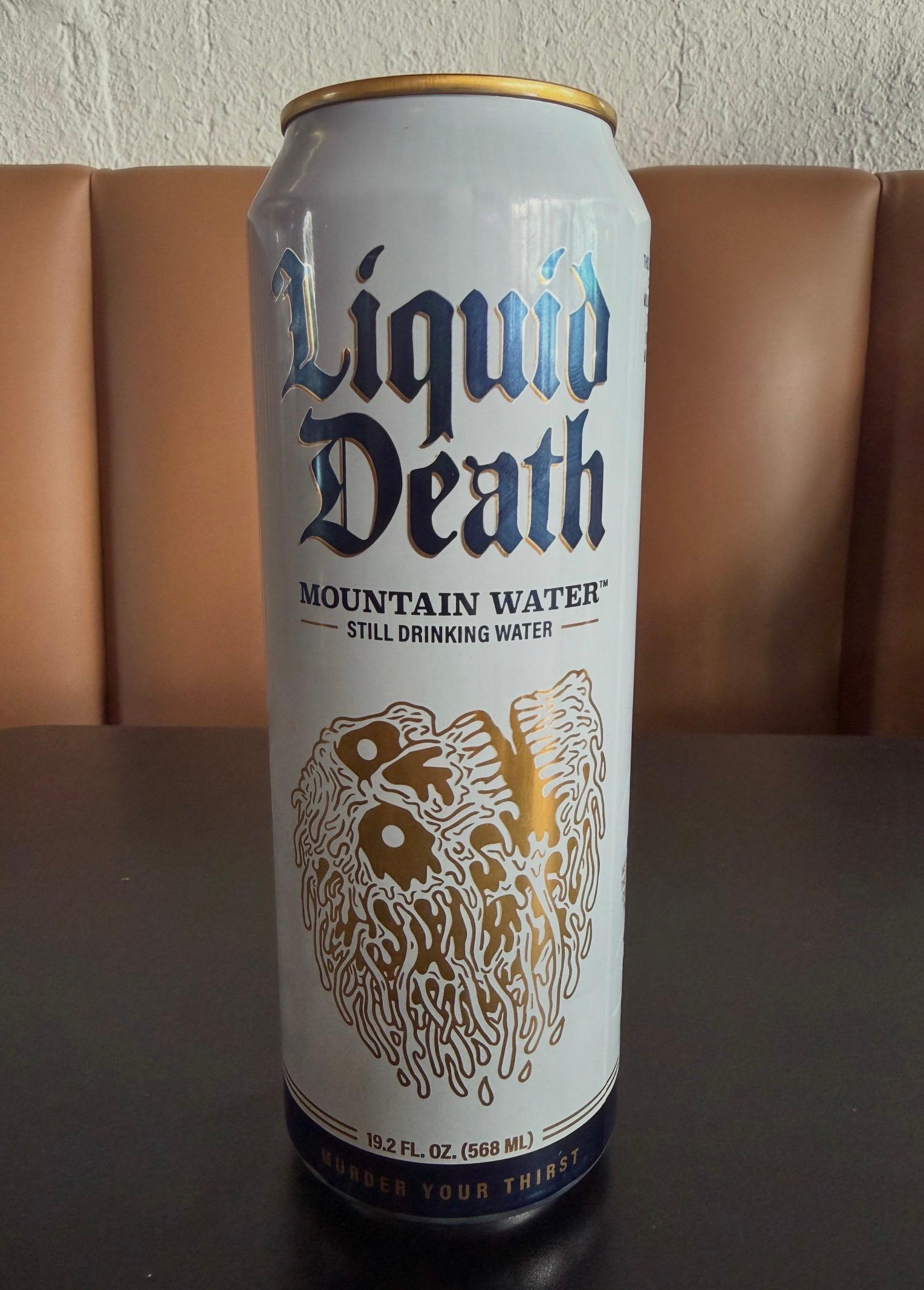 Liquid Death Tall Boy.