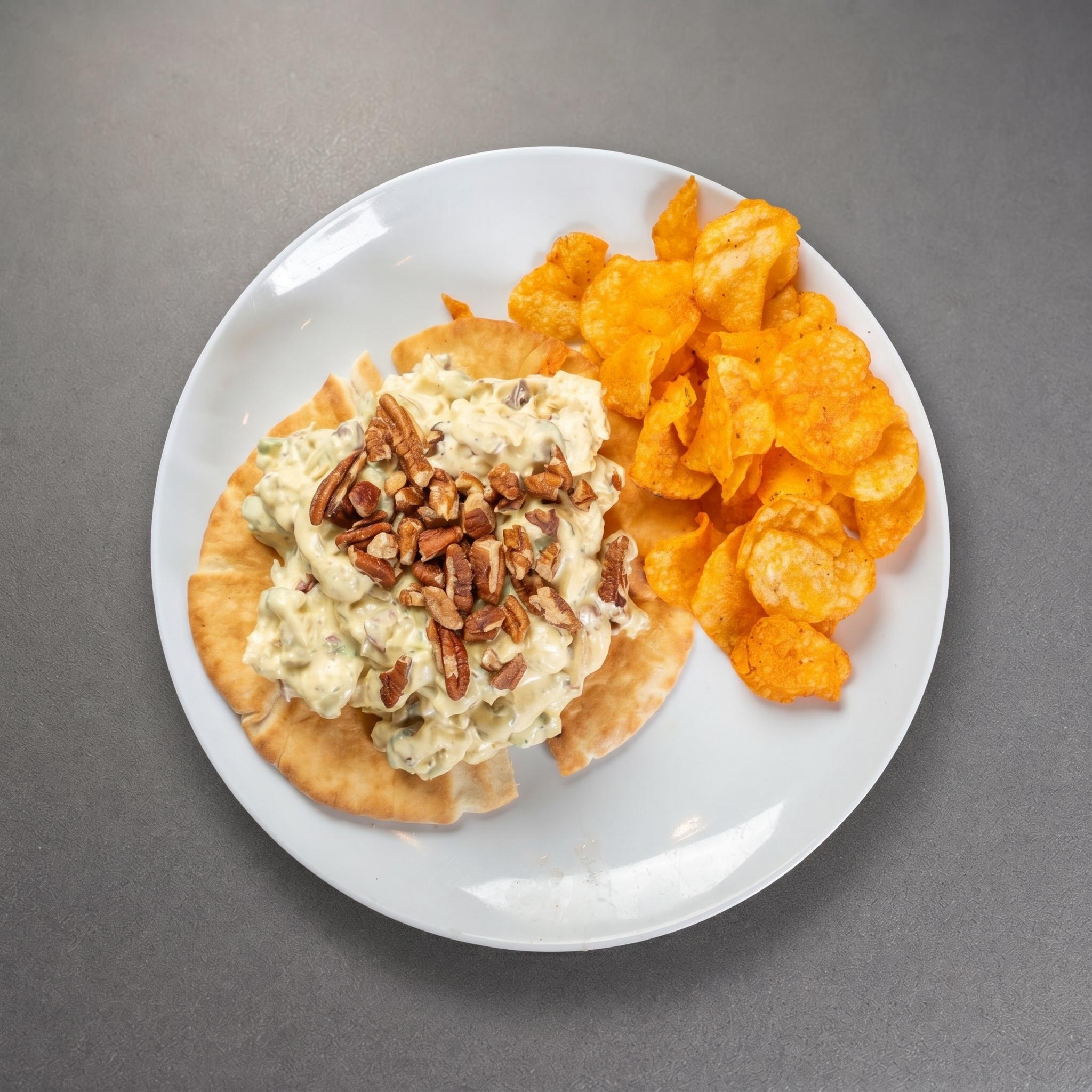 Chicken Salad on Toasted Pita.