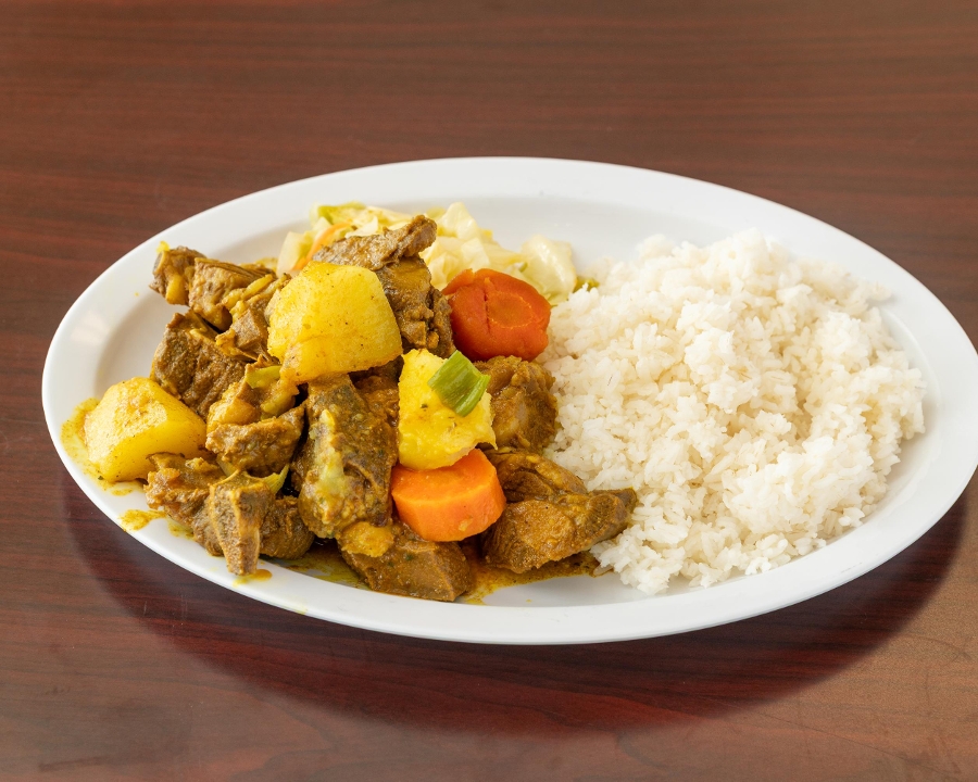 Curry Goat Platter.