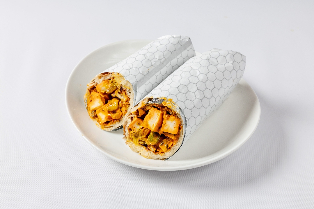 Paneer Tikka Naan Wrap.