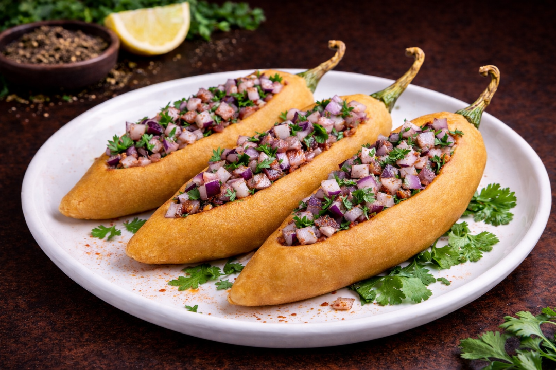 Stuffed Mirchi Bajji (6 pcs).
