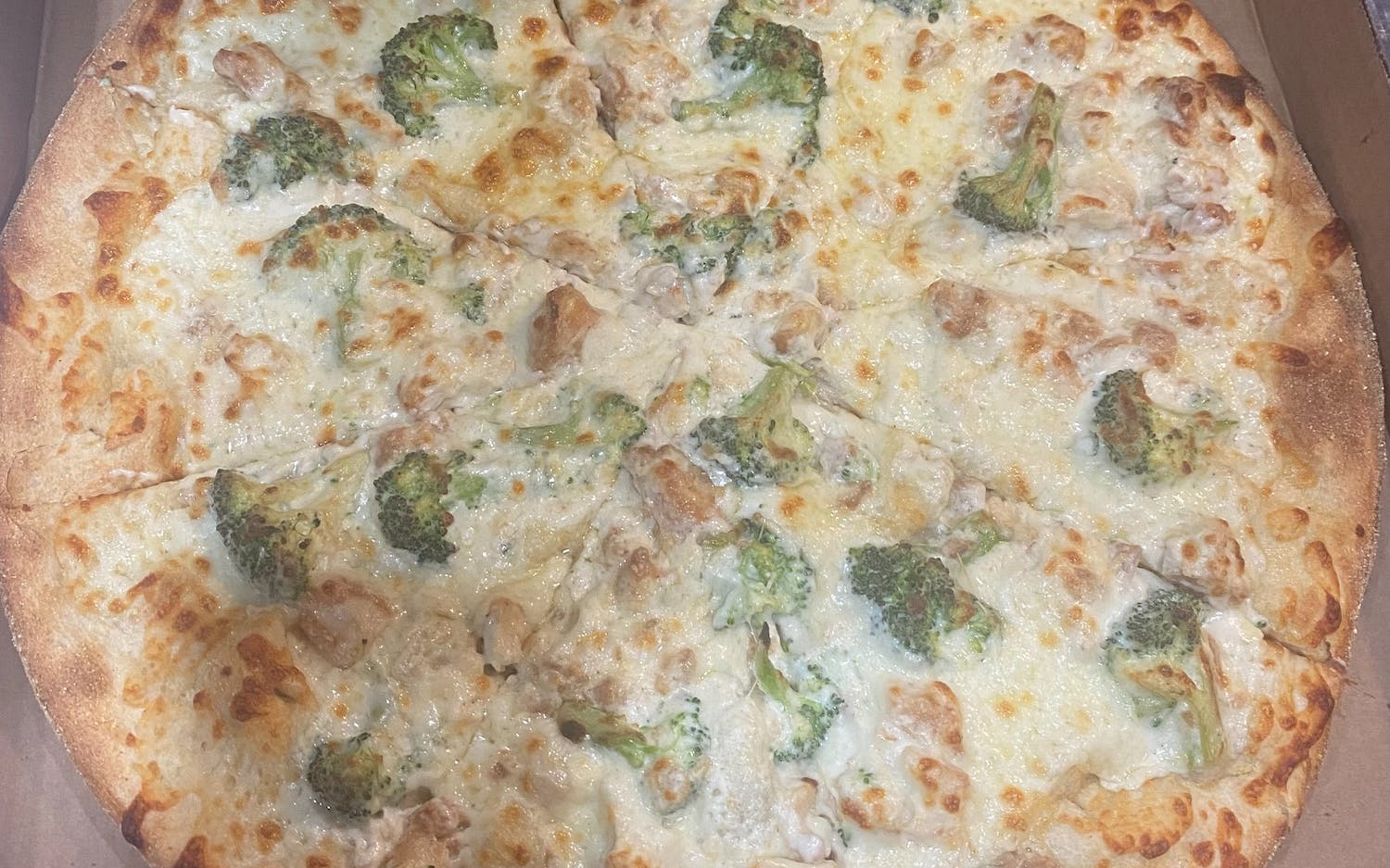 Chicken Alfredo Pizza.
