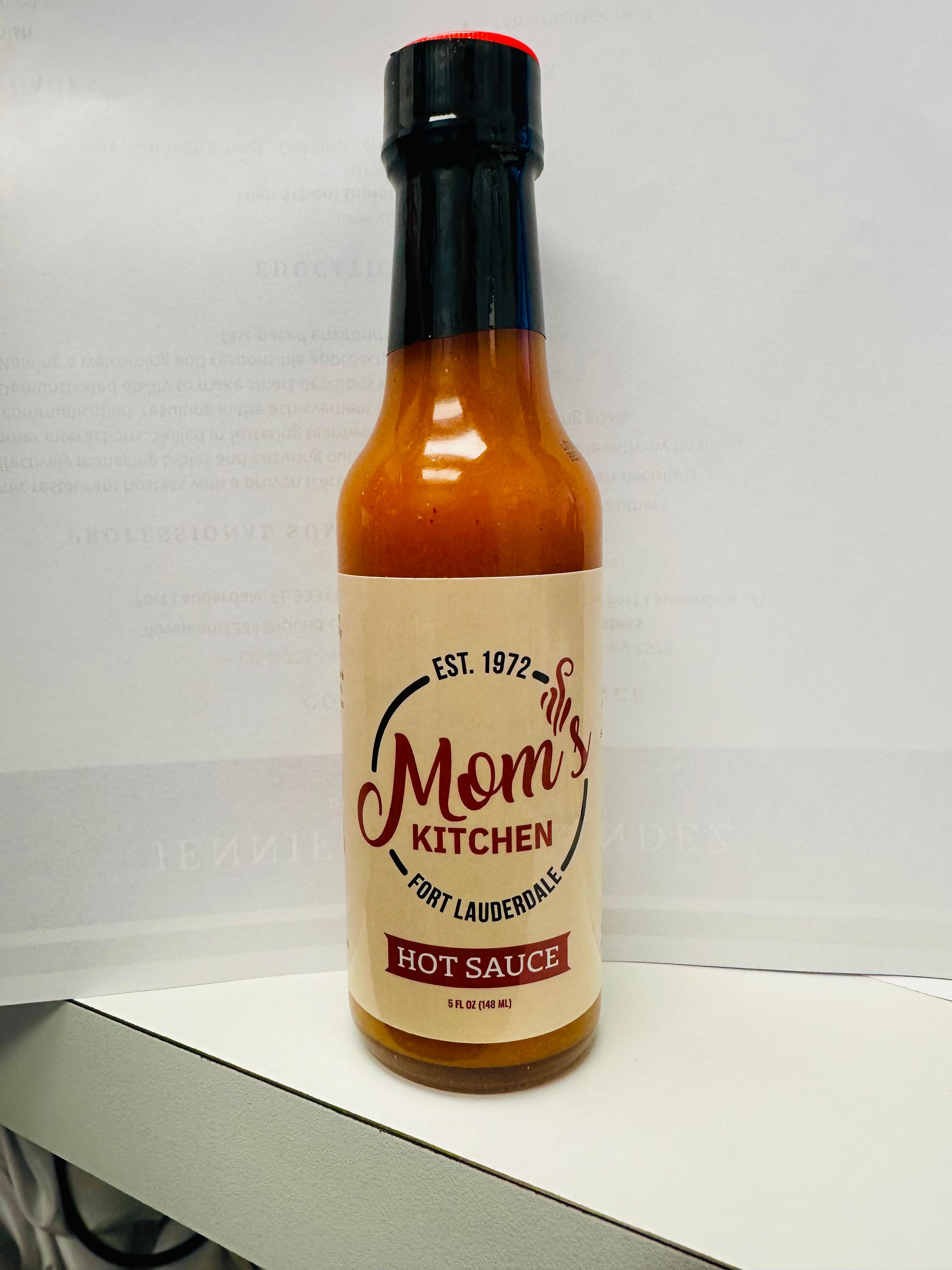 Mom's Hot Sauce Bottle.