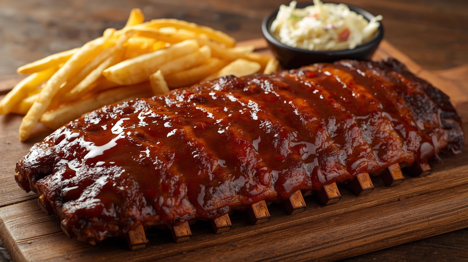 Full Slab Hickory Smoked BBQ Ribs.