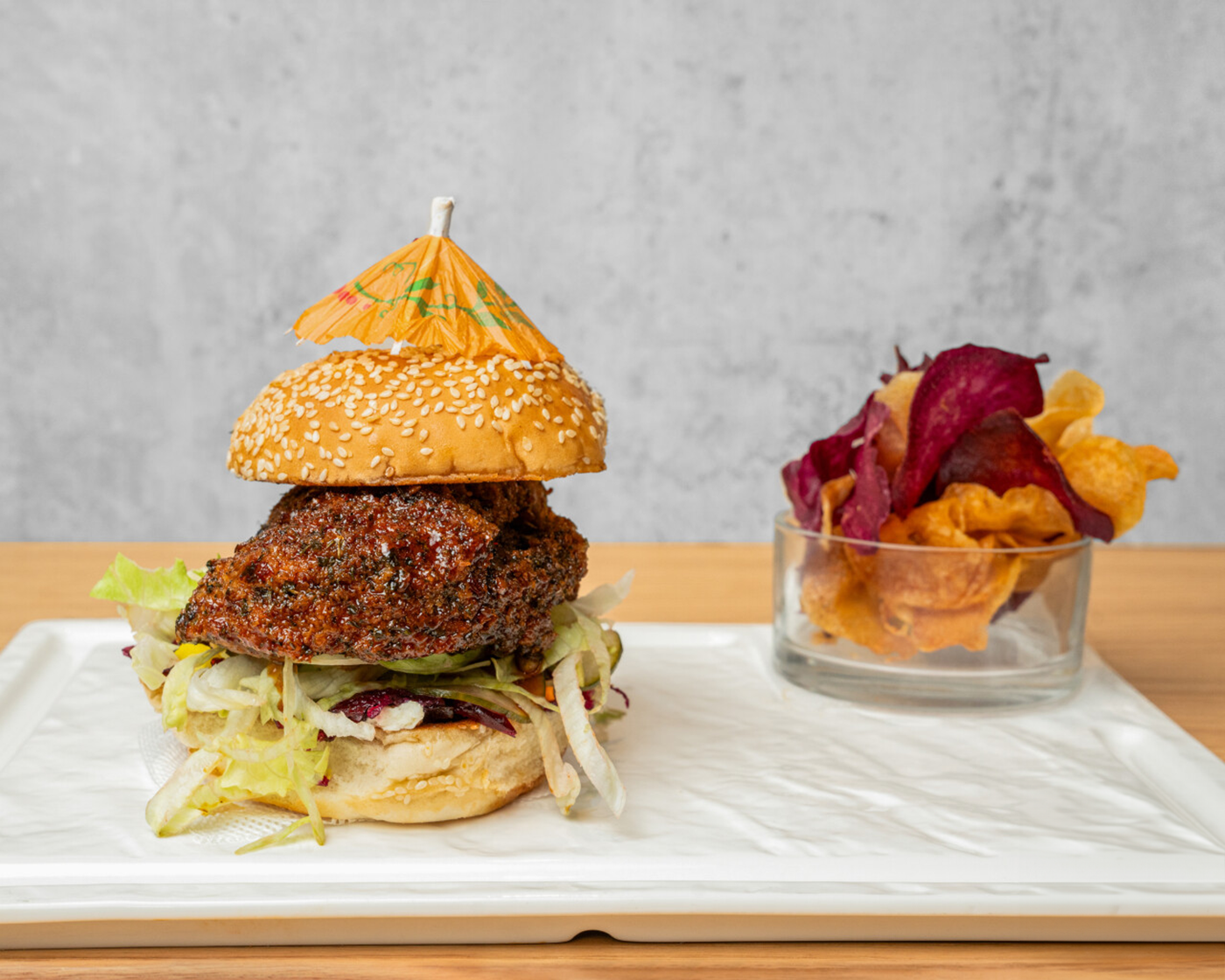 Crispy fried chicken sandwich.