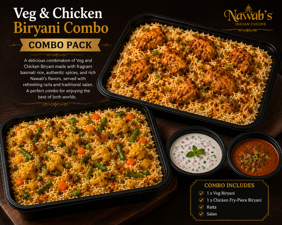 1 x Veg Dhum & 1 x Chicken Fry-Piece Biryani.