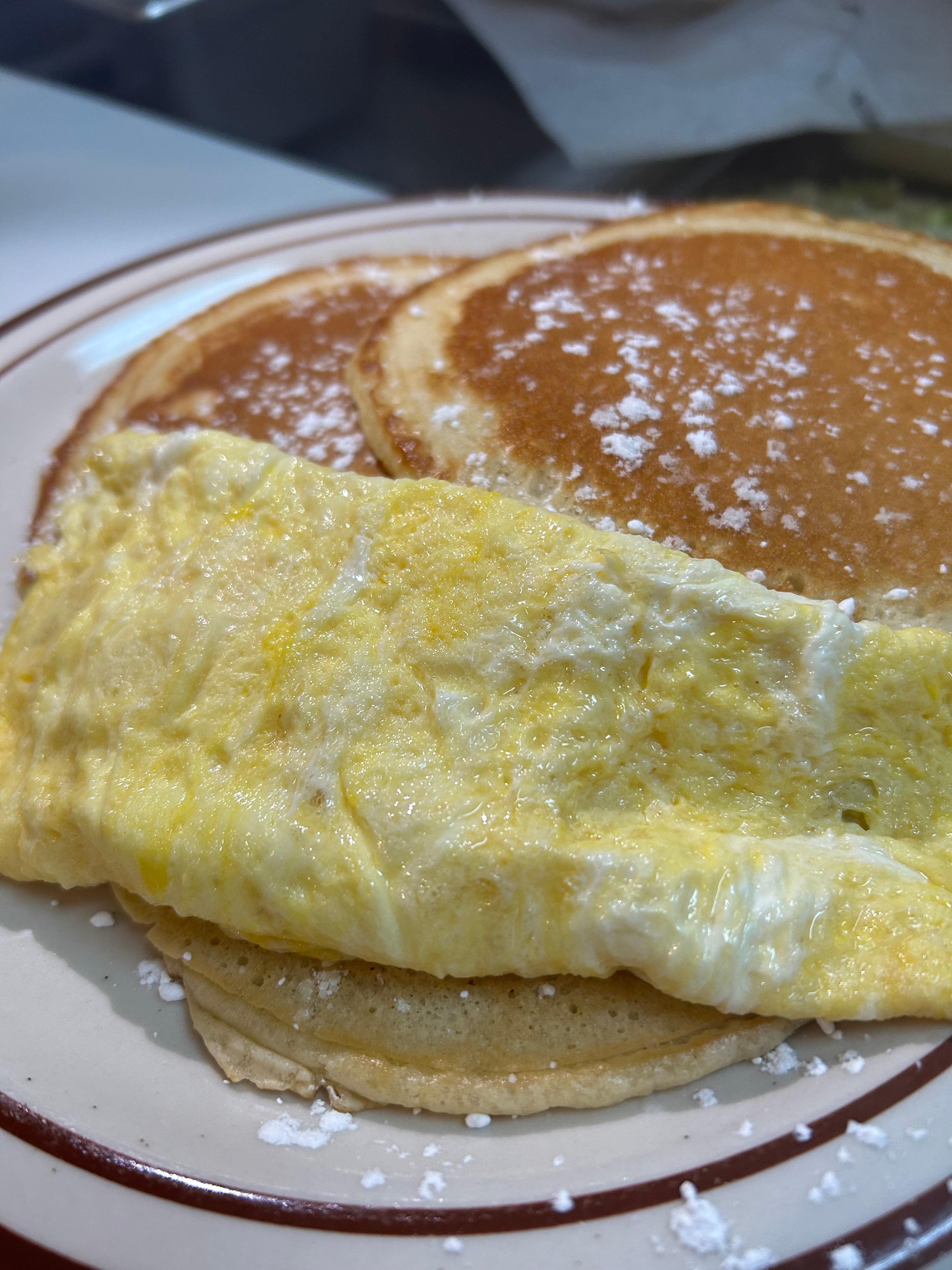 3 Pancakes with Eggs.