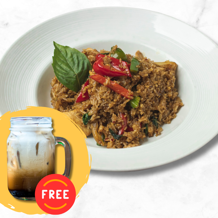 Thai Basil Spicy Fried Rice (with FREE Thai Iced Coffee).