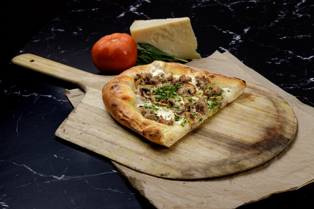 Porcini and Fennel Sausage Pinsa - Half Personal.