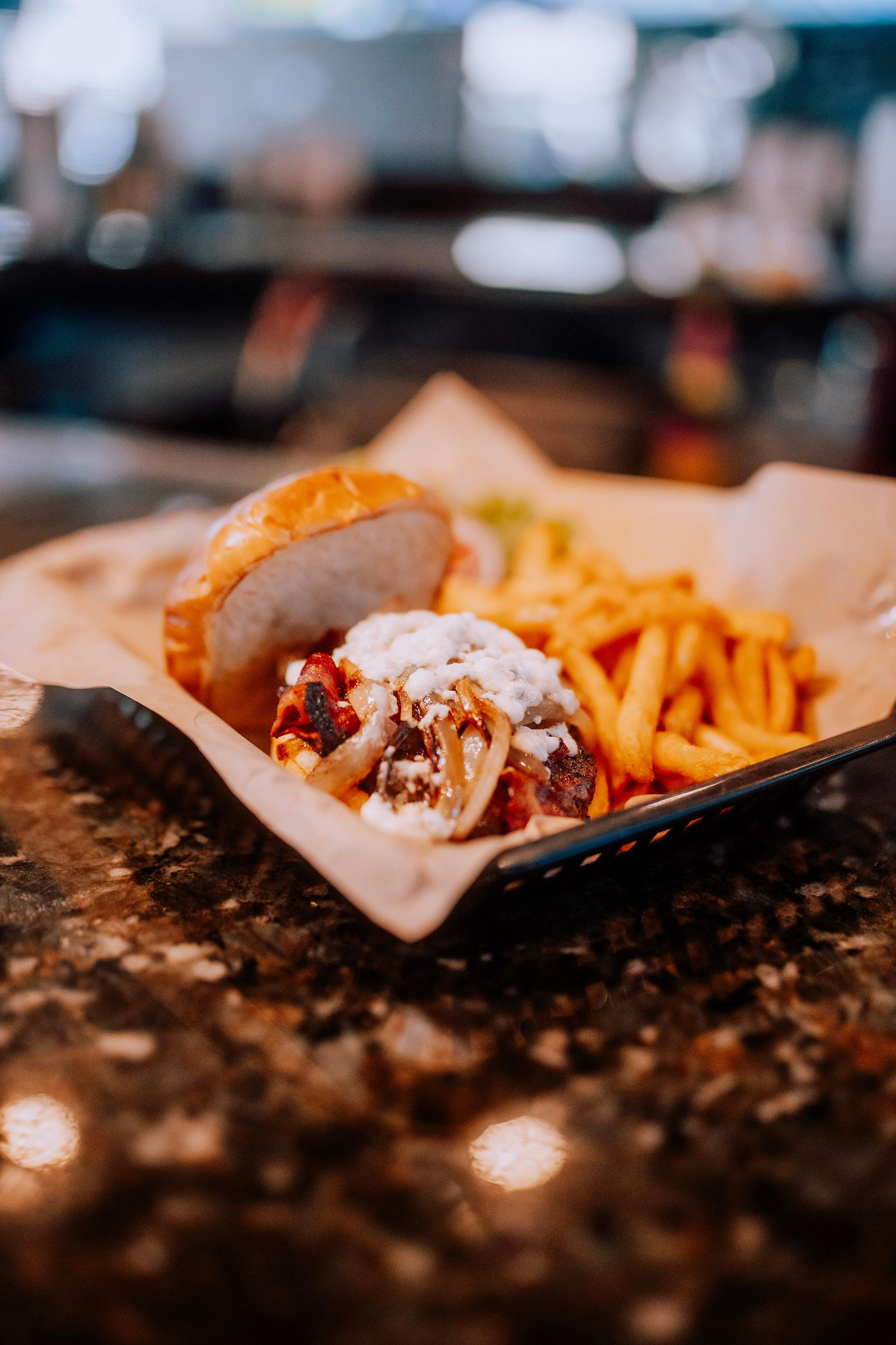 BLUE CHEESE BOMB BURGER.