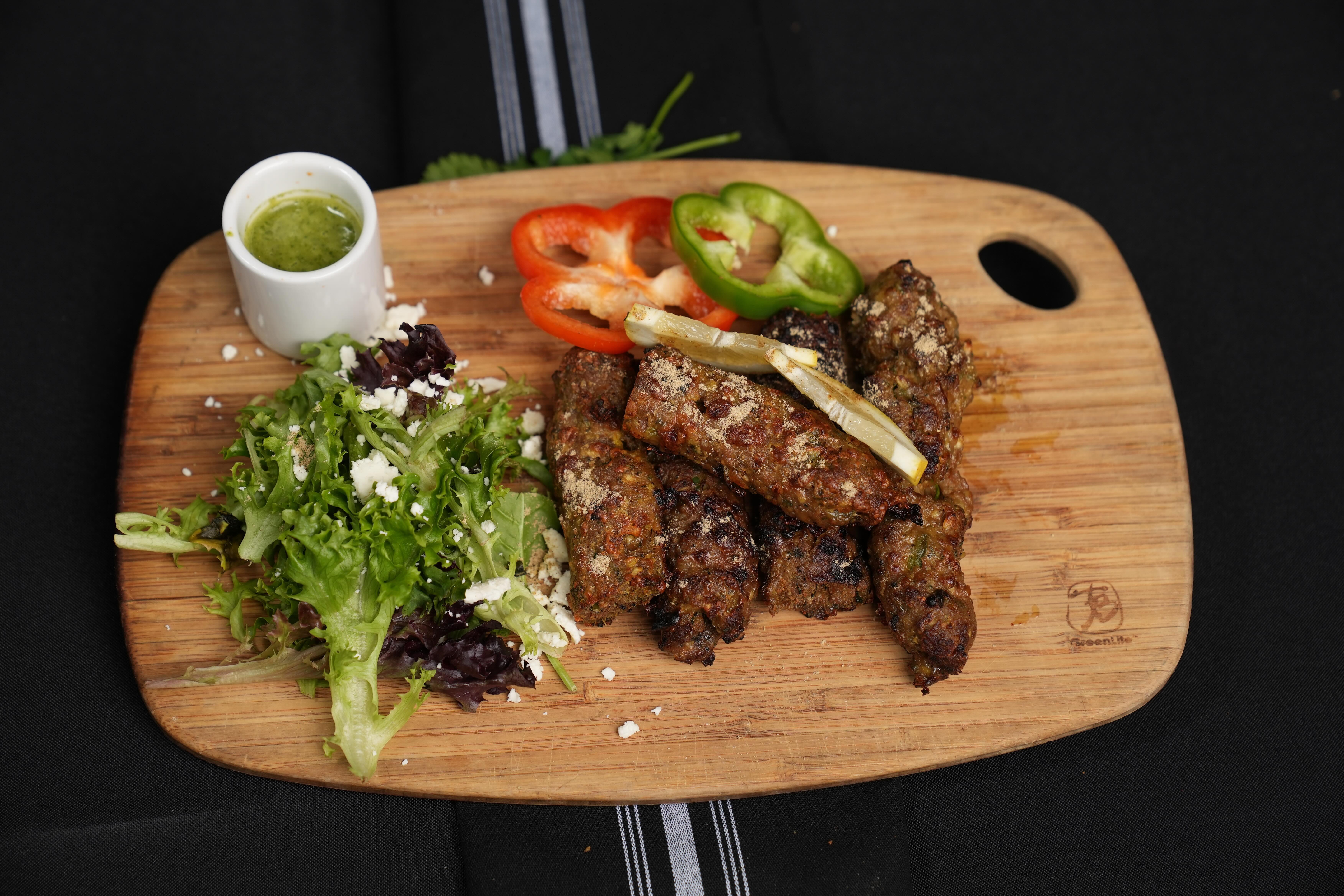 Lamb Seekh Kebabs.