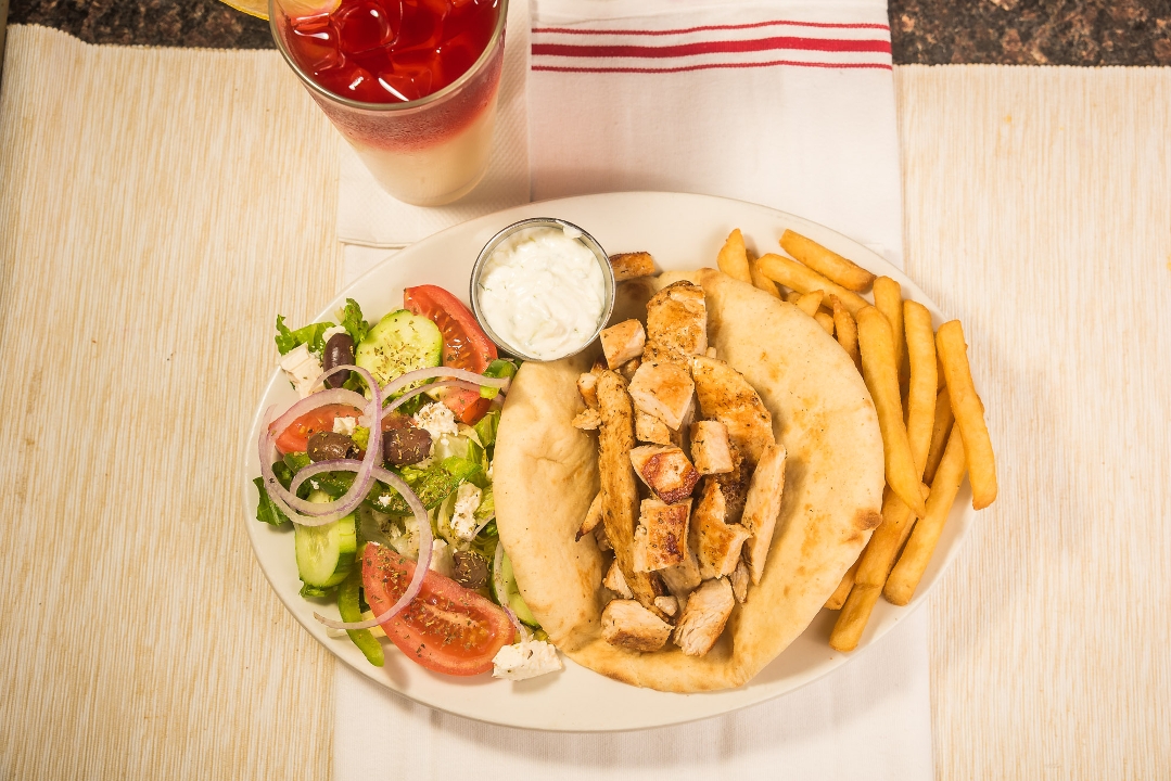 Chicken Souvlaki Platter.
