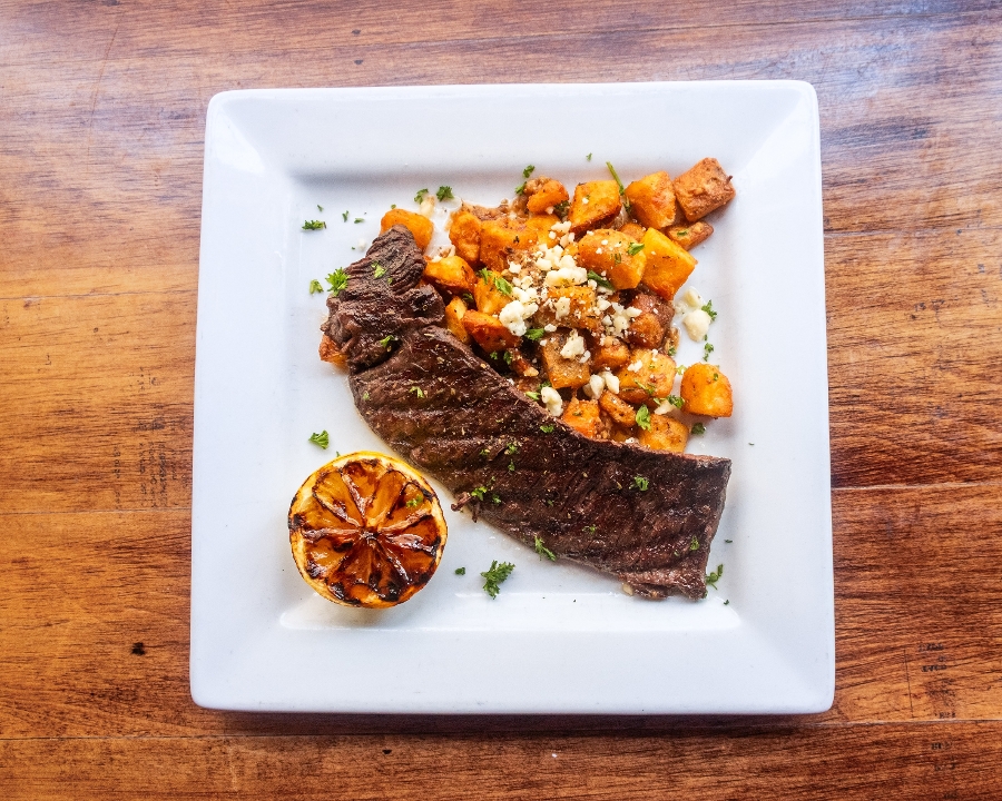GRECIAN SKIRT STEAK.