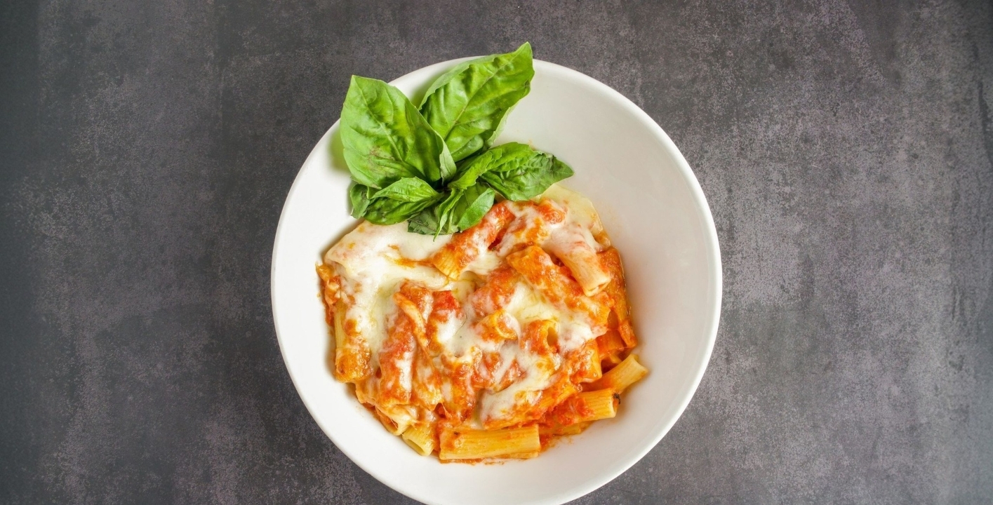 Classic Pomodoro Baked Rigatoni.