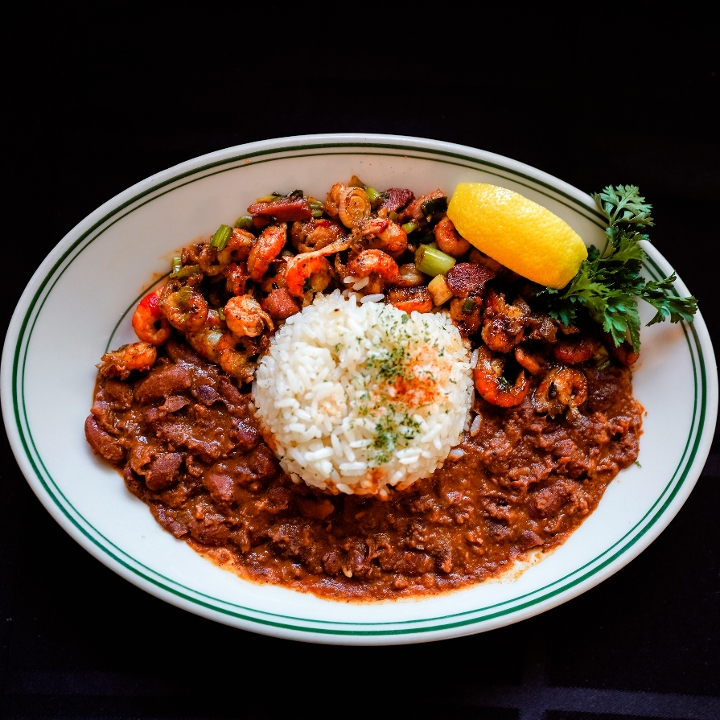 SPICY CRAWFISH RED BEANS/RICE.