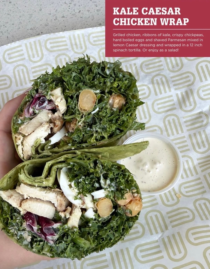 Kale Ceaser Chicken Wrap.