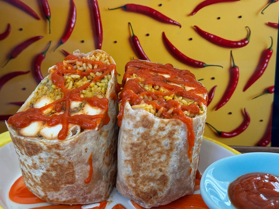 Breakfast Masala Egg burrito.