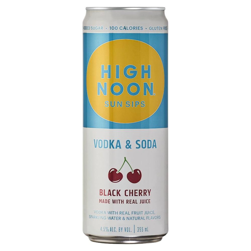 High Noon Sun Sips Black Cherry Vodka & Soda - 355ml Can.