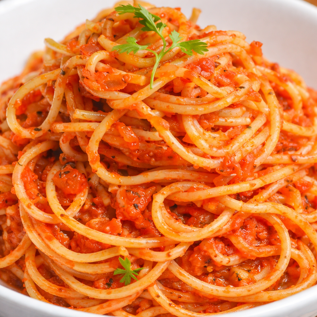 Spaghetti With Tomato Sauce.