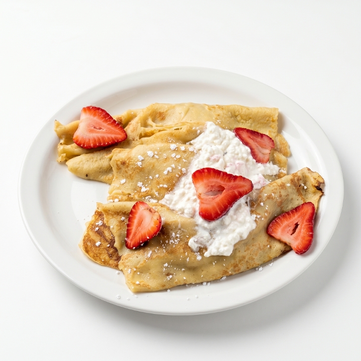 Fresh Strawberry Blintzes.