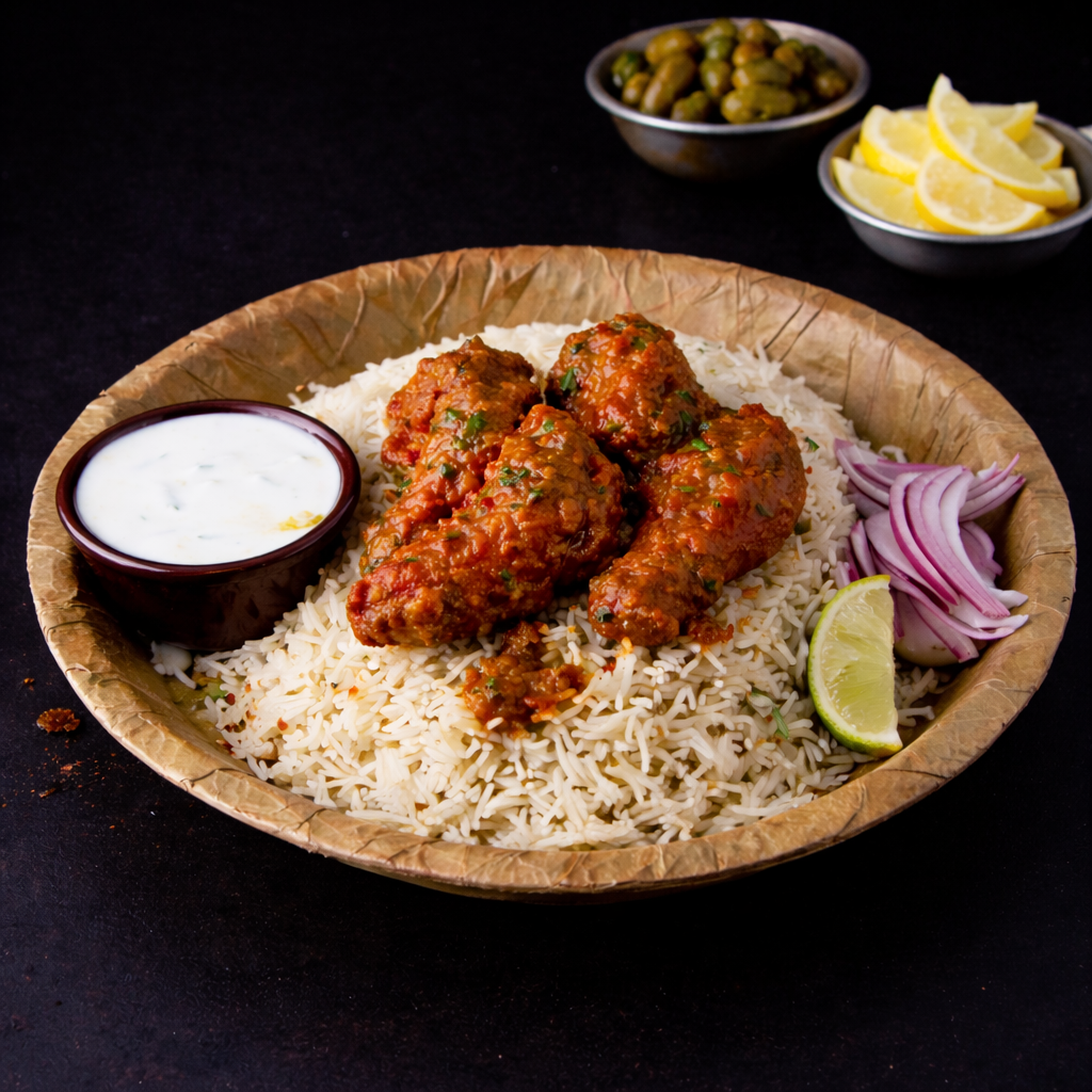 Karimnagar Kodi Wings Pulao (Spicy Chicken Wings Pulao).