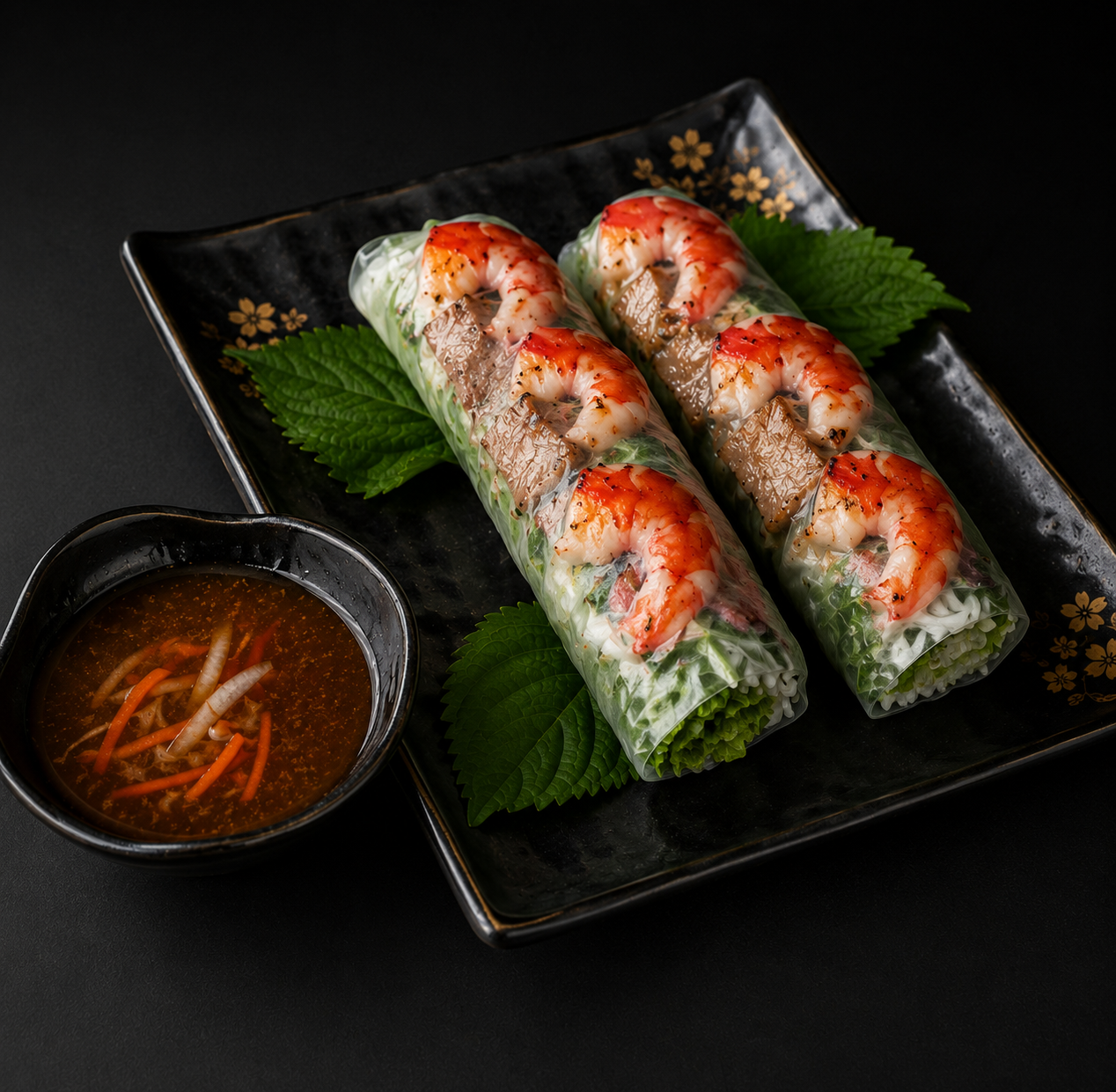[4A] Grilled Shrimp & Pork Spring Rolls.
