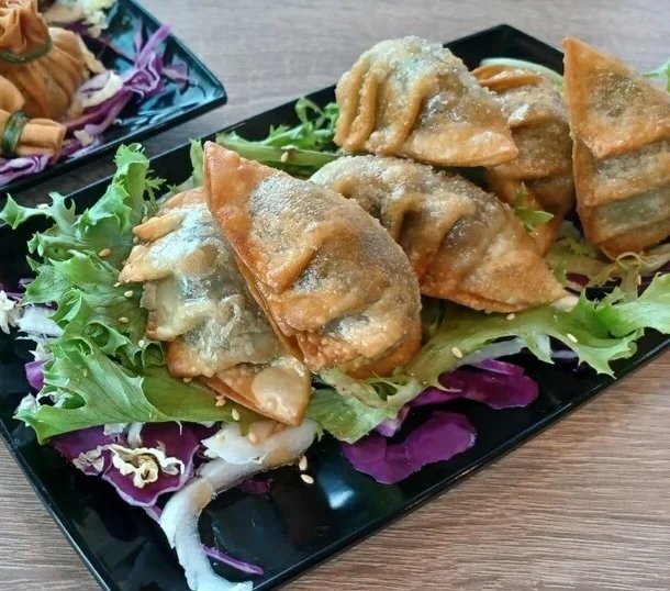 Crispy Shiitake Mushroom Dumplings.